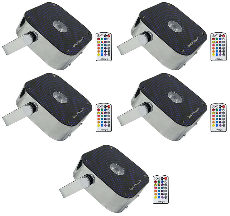 

Светодиодные прожекторы заливающего света Rockville MINI RF1 RGBWA + UV DJ/Party сталь + радиочастотные пульты дистанционного управления 5 MINI RF1