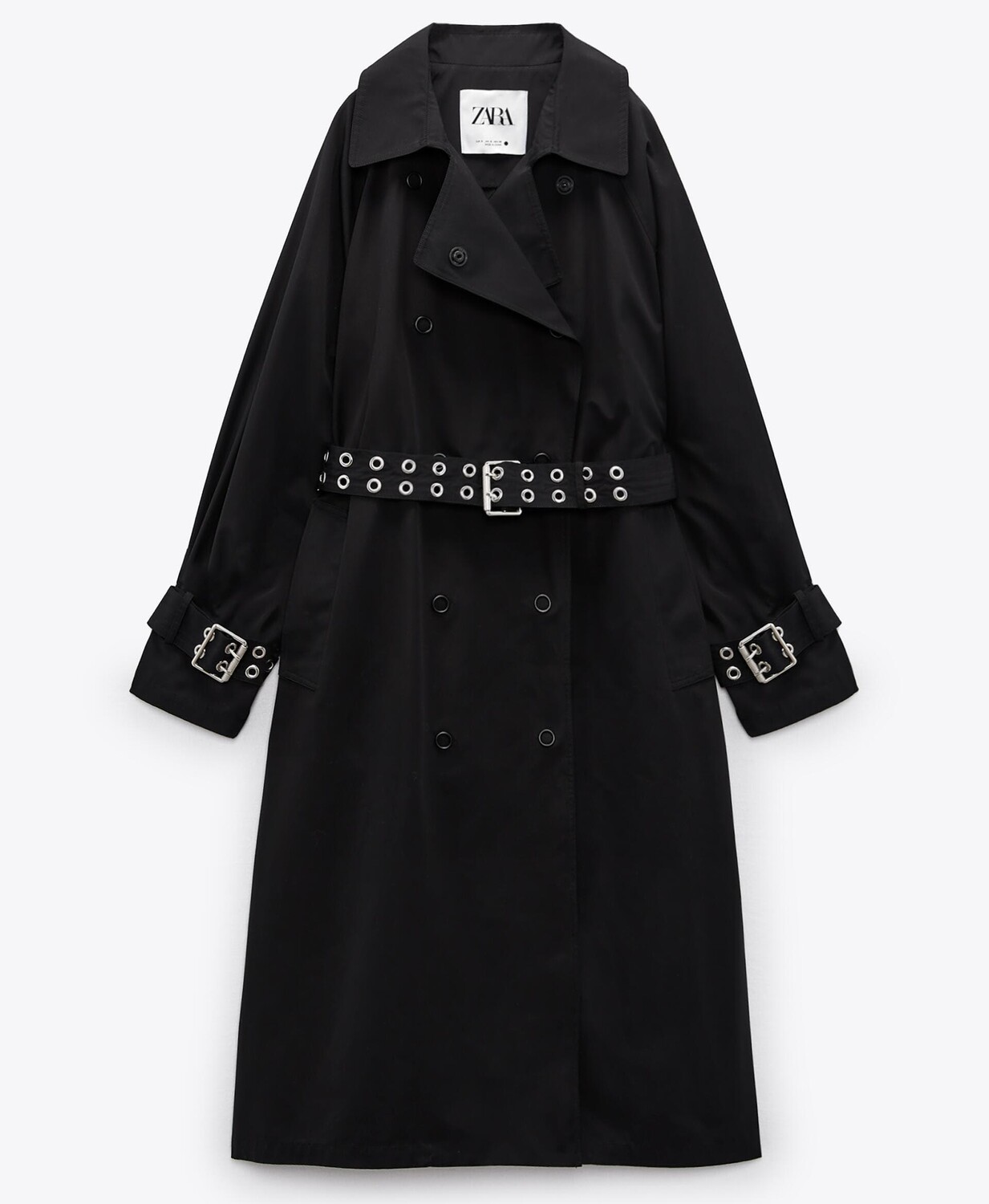 

Тренч Zara Oversize Coat With Belt, черный