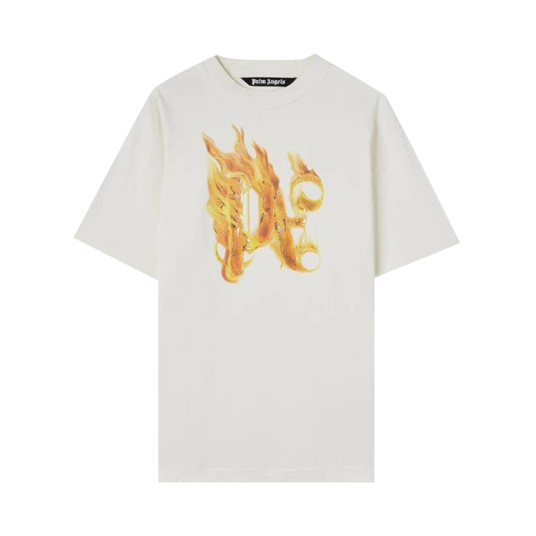 Футболка Palm Angels Burning Monogram 'Off White/Gold', белый цена и фото