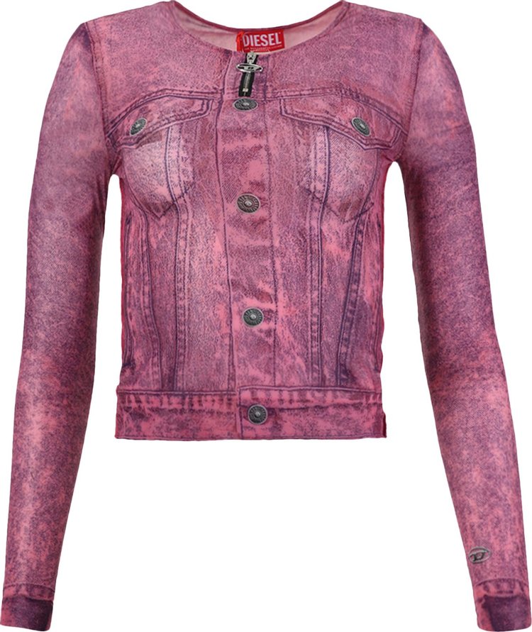 Лонгслив Diesel Trompe L'Oeil Denim Long-Sleeve Top 'Rose', розовый - фото