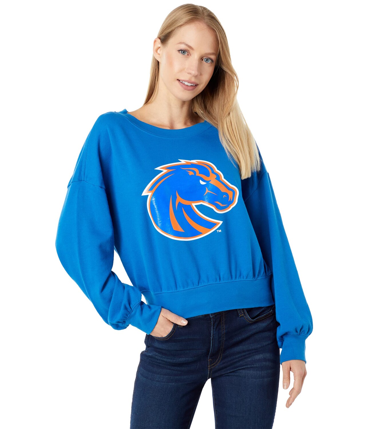 

Толстовка Lauren James, Boise State Broncos Cropped Crew Neck Sweatshirt, Синий, Толстовка Lauren James, Boise State Broncos Cropped Crew Neck Sweatshirt