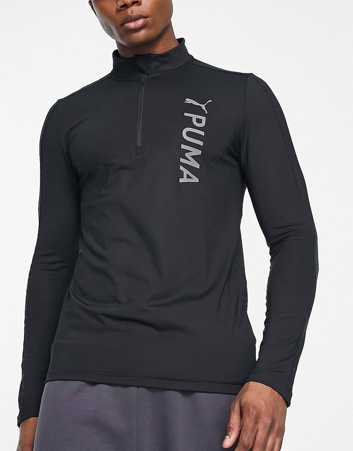 

Черный тренировочный топ с длинными рукавами на молнии 3/4 Puma