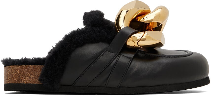 

Черные лоферы с цепочкой из овчины JW Anderson
