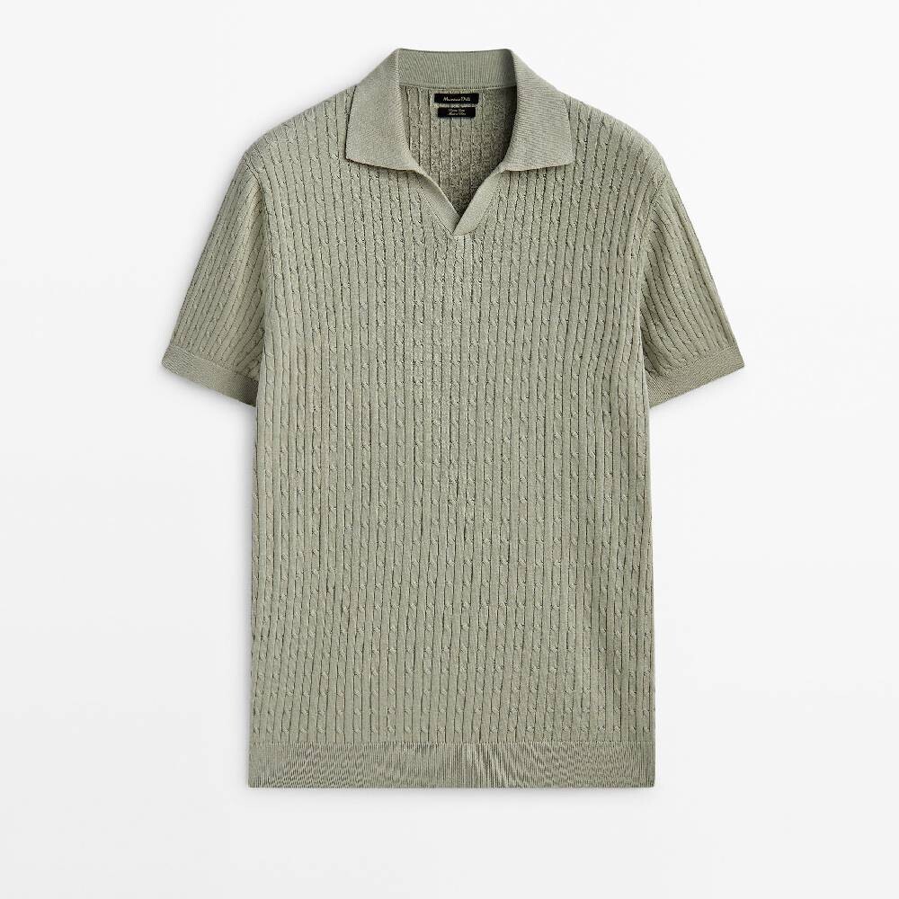 

Свитер-поло Massimo Dutti Cable, зеленый