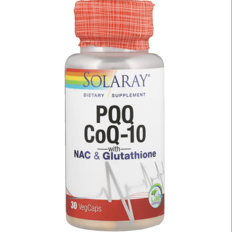 PQQ, CoQ-10 с NAC и глутатионом, 30 растительных капсул, Solaray