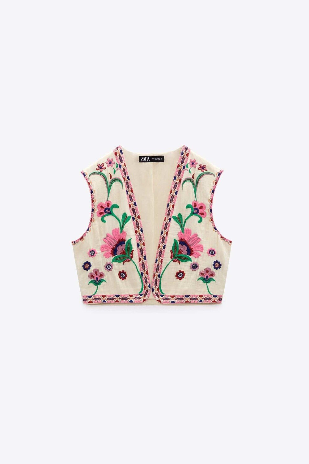 

Жилет Zara Embroidered Open, экрю