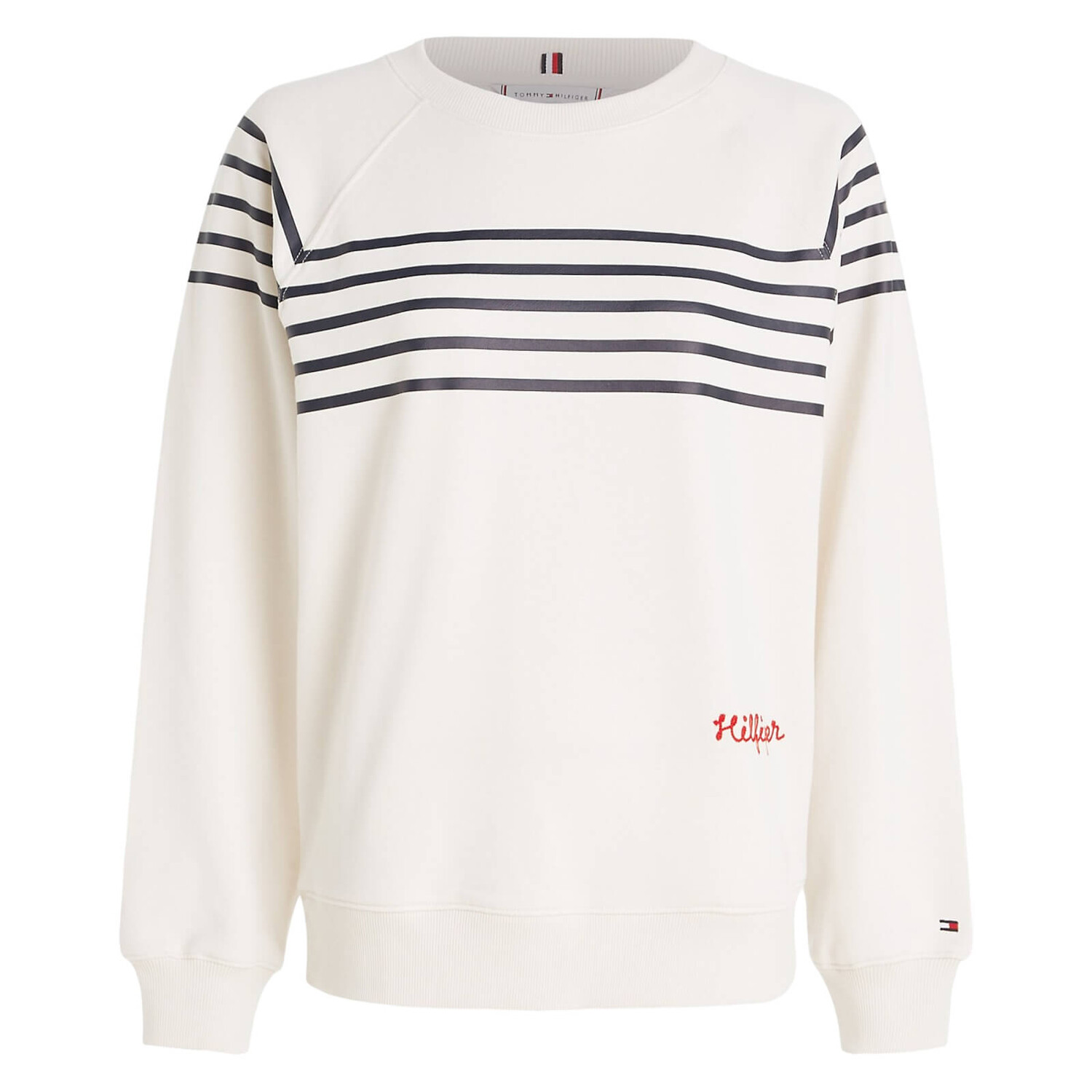 

Свитшот Tommy Hilfiger Relaxed Fit Hilfiger Stripe, белый/темно-синий