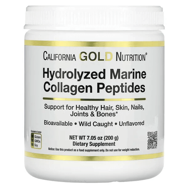 Гидролизованные пептиды морского коллаген, California Gold Nutrition, 200 г гидролизованные пептиды морского коллагена с какао solumeve 206 г