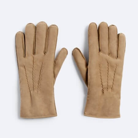 

Перчатки из нубука Zara Contrast, светло-коричневый