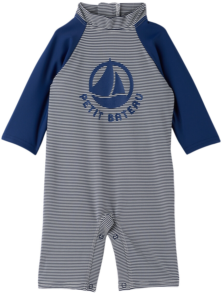 

Голубой комбинезон с логотипом Petit Bateau