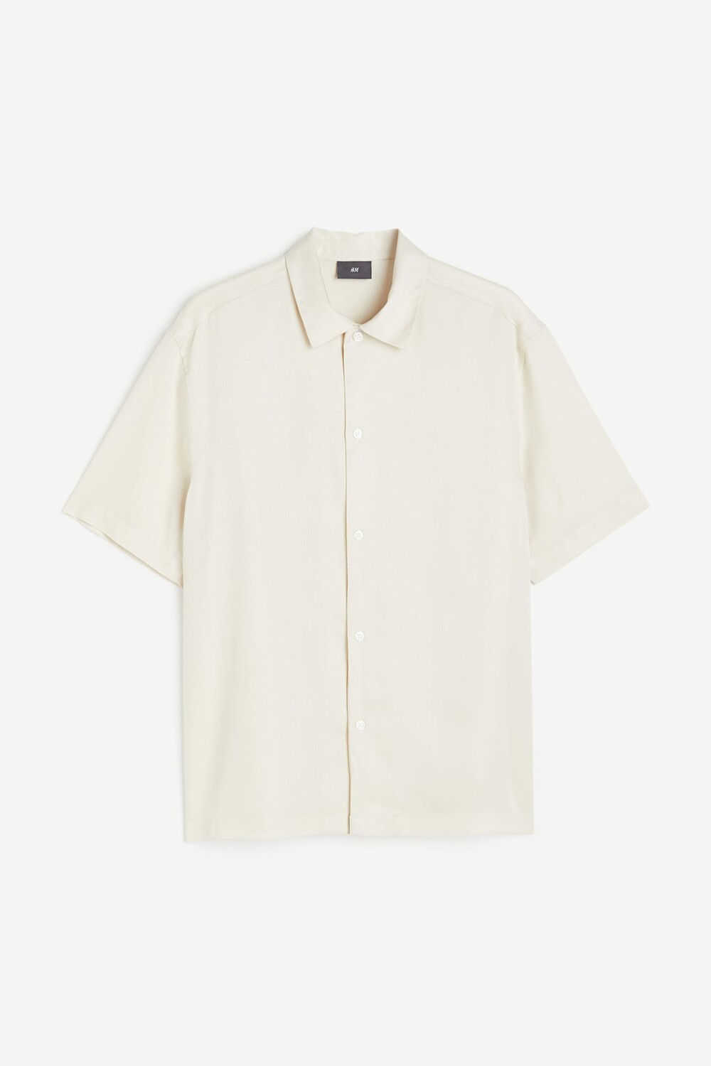 

Рубашка H&M Regular Fit Short-sleeved Lyocell Shirt, белый