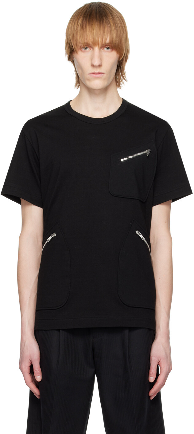 

Черная футболка на молнии Comme des Garçons Homme Deux, Черный