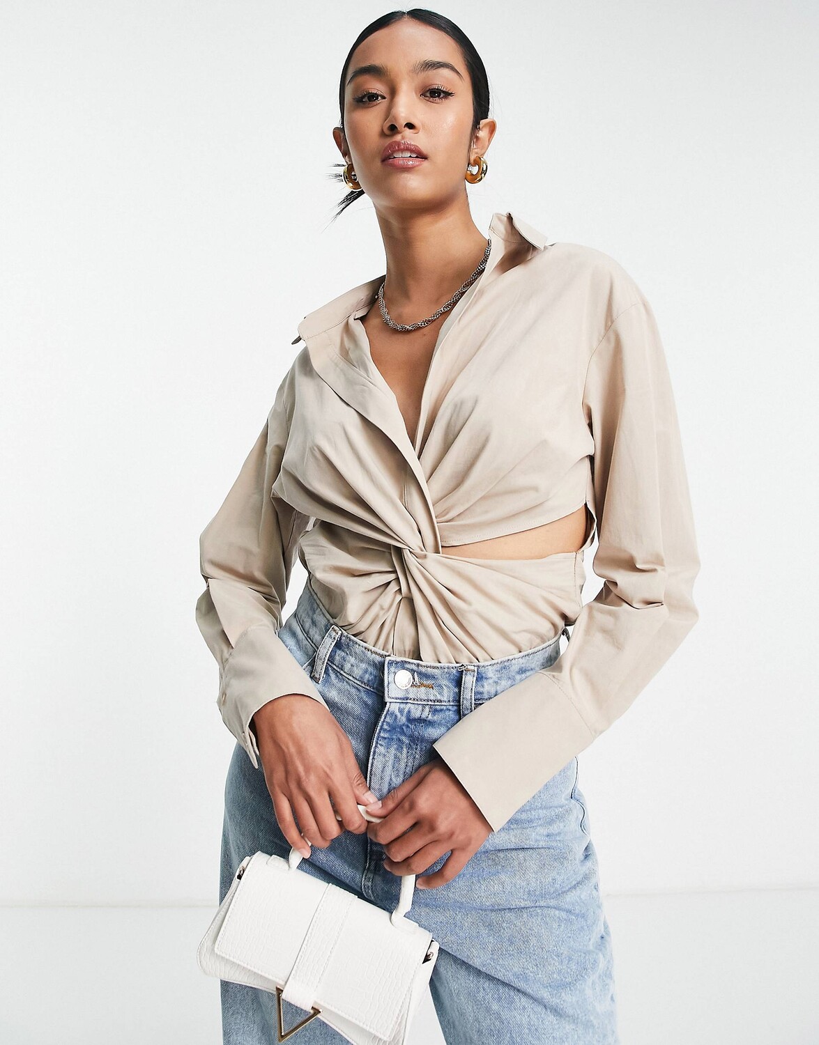 

Каменное боди Topshop с перекручиванием спереди