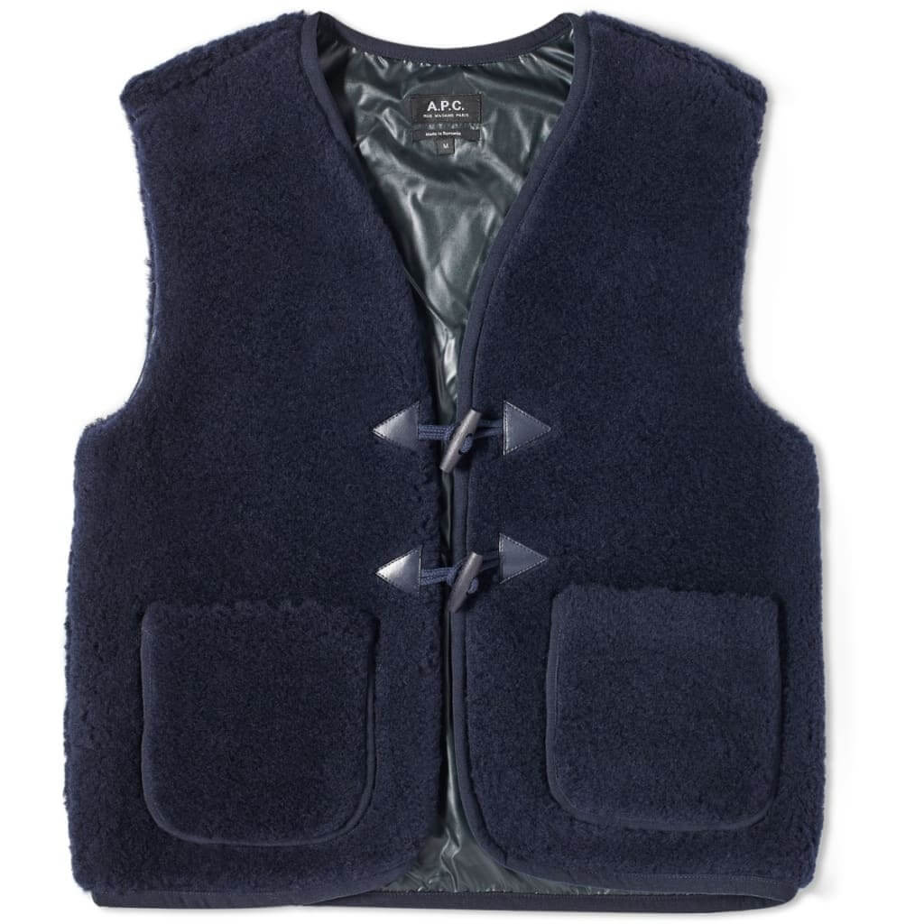 Жилет A.P.C. Jules Faux Sheepskin Unisex, темно-синий зимний свитер жилет мужская теплая мода v образный вырез вязаный пуловер мужская уличная одежда свободный корейский жилет свитера мужс