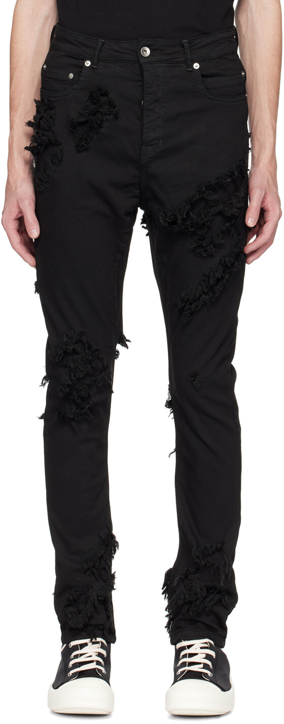 

Черные джинсы с вырезом Detroit Rick Owens Drkshdw