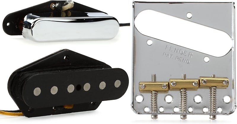 

Fender Custom Shop '51 Nocaster Tele Комплект звукоснимателей из 2-х частей с 3-мя седлами Fender American Vintage Telecaster Bridge в сборе - Хром 0990806100=1 0992109000=1