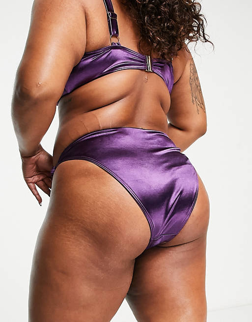 Эксклюзивные фиолетовые плавки бикини с завышенной талией South Beach Curve