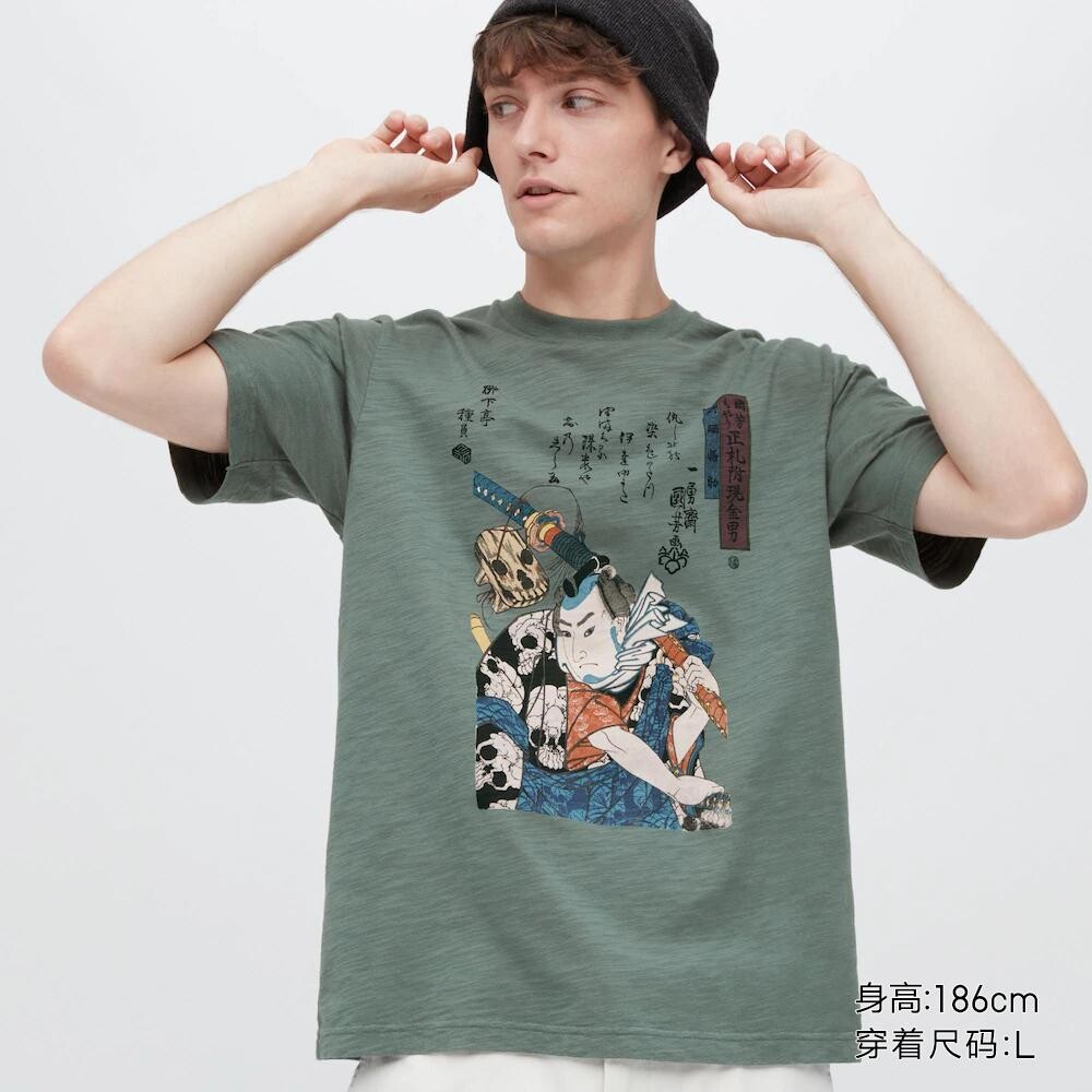 

Футболка с принтом унисекс Uniqlo, зеленый