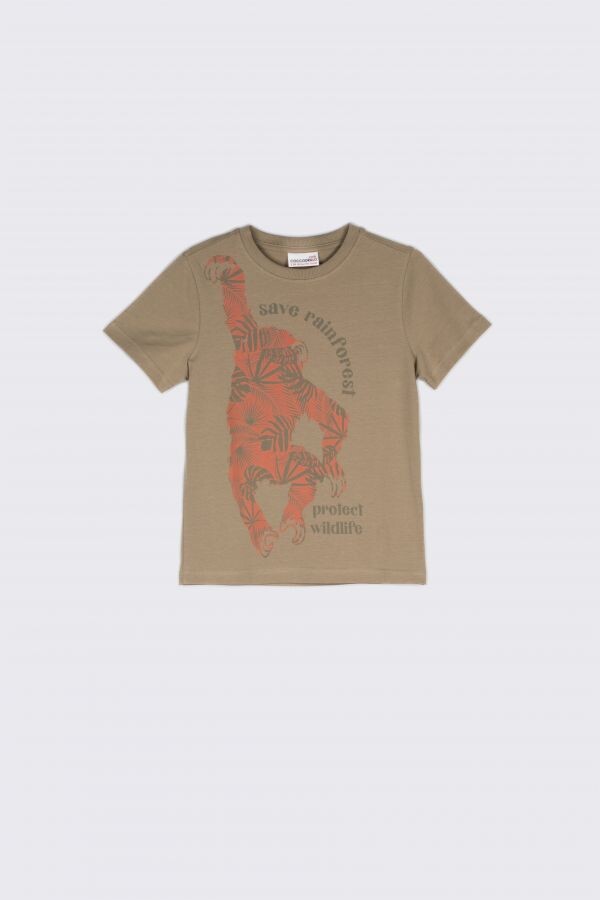 

Футболка с короткими рукавами Coccodrillo хаки с принтом