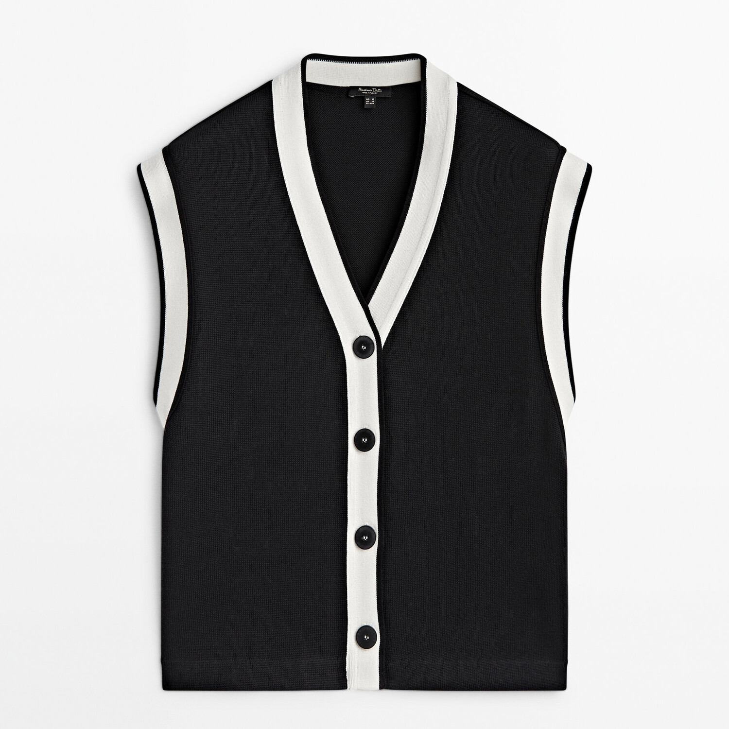 

Хлопковый жилет Massimo Dutti with contrast detail, черный