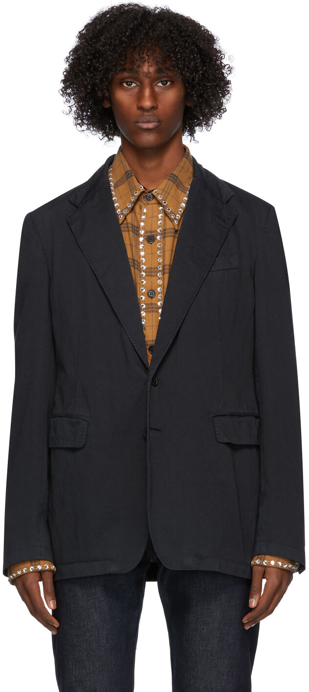 

Черный хлопковый пиджак Dries Van Noten