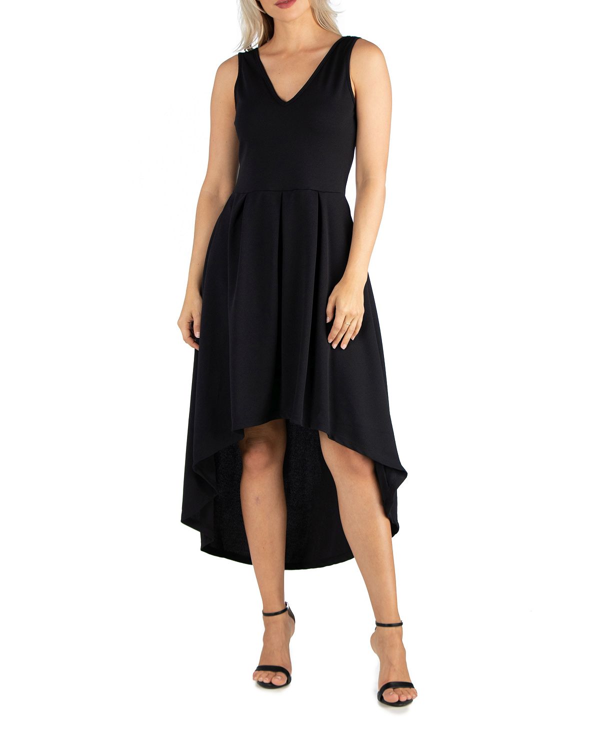 Женское платье без рукавов с завышенной талией и расклешенным низом 24seven Comfort Apparel, черный фото