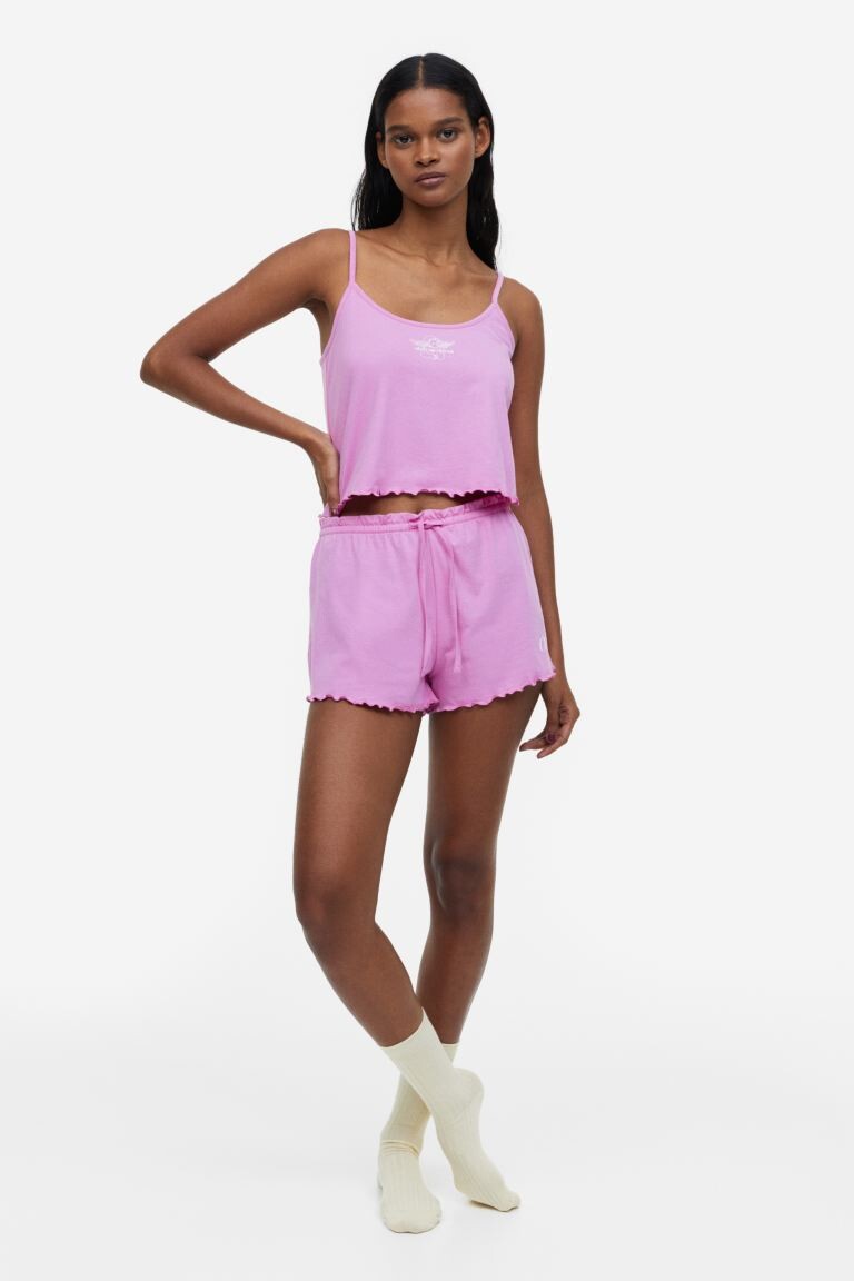 

Пижамный топ и шорты H&M, розовый/херувим