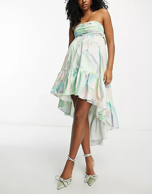 

Платье Asos Design Maternity cotton ruched bandeau with high low hem, мультиколор