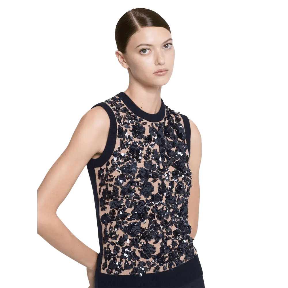 

Топ Michael Kors Floral Embroidered, бежевый/черный