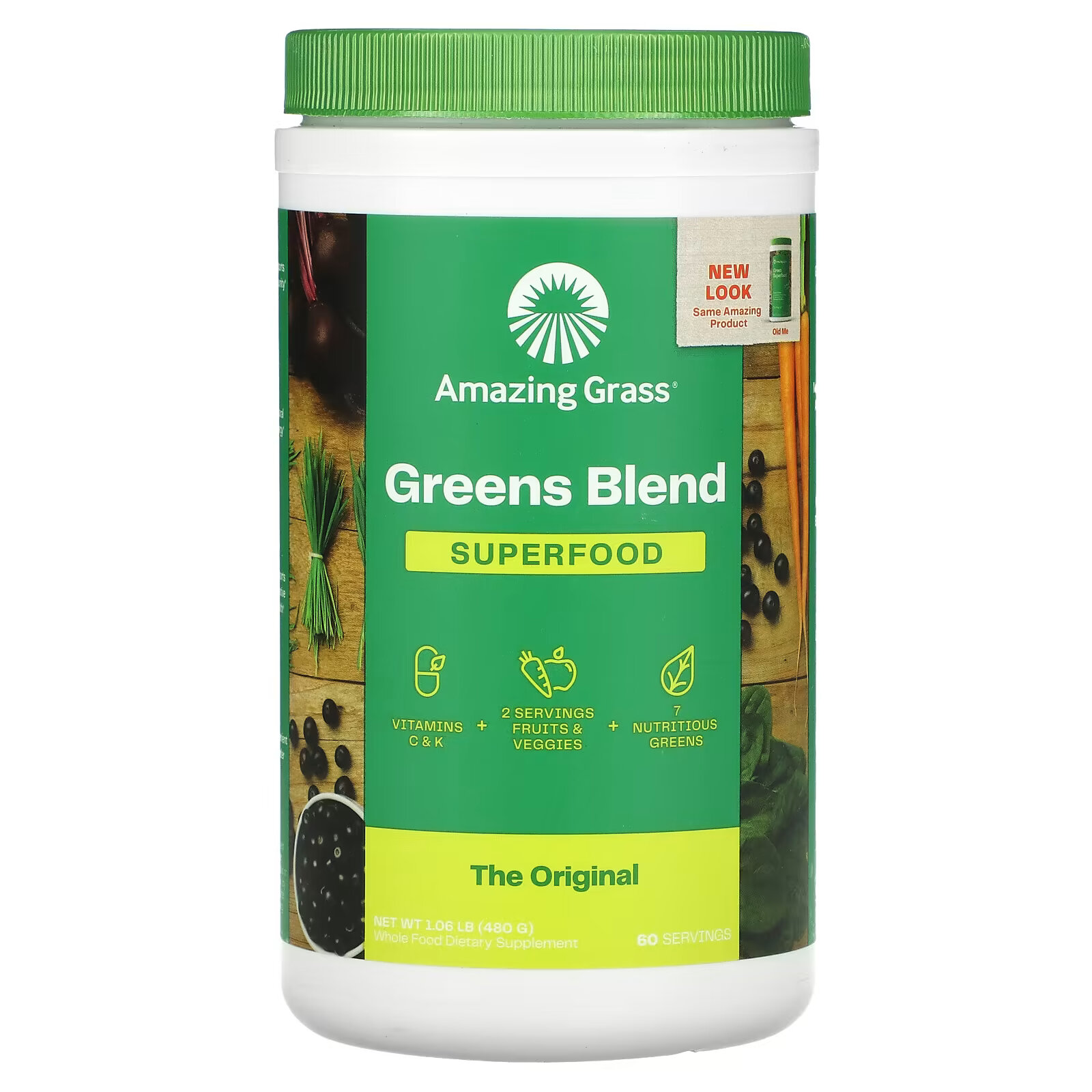 Amazing Grass, Оригинальная зеленая суперпища, 17 унц. (480 г) amazing grass протеиновая суперпища чистая ваниль 12 унций 341 г