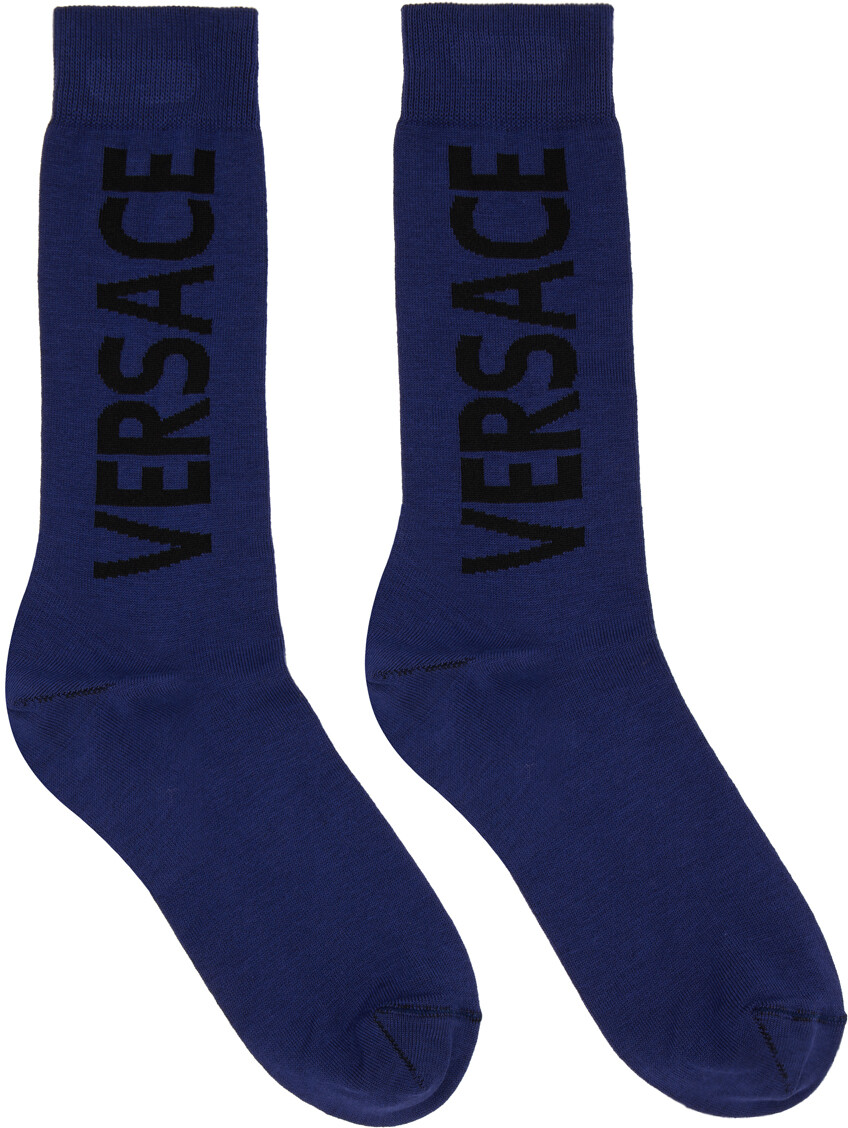

Синие хлопковые носки Versace