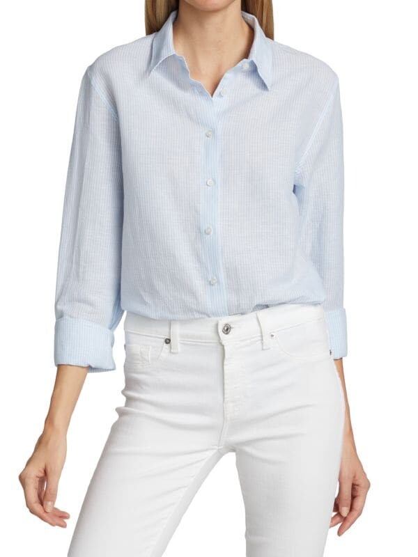 

Полосатая льняная рубашка Saks Fifth Avenue Light blue