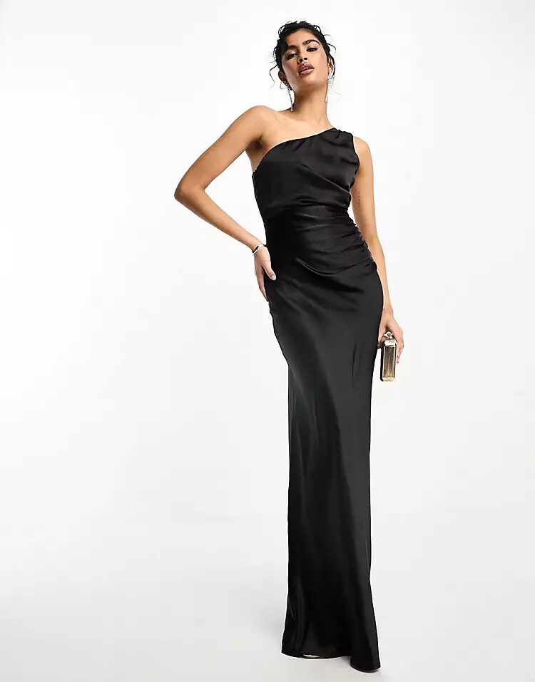 

Платье Six Stories Bridesmaids one shoulder satin, черный
