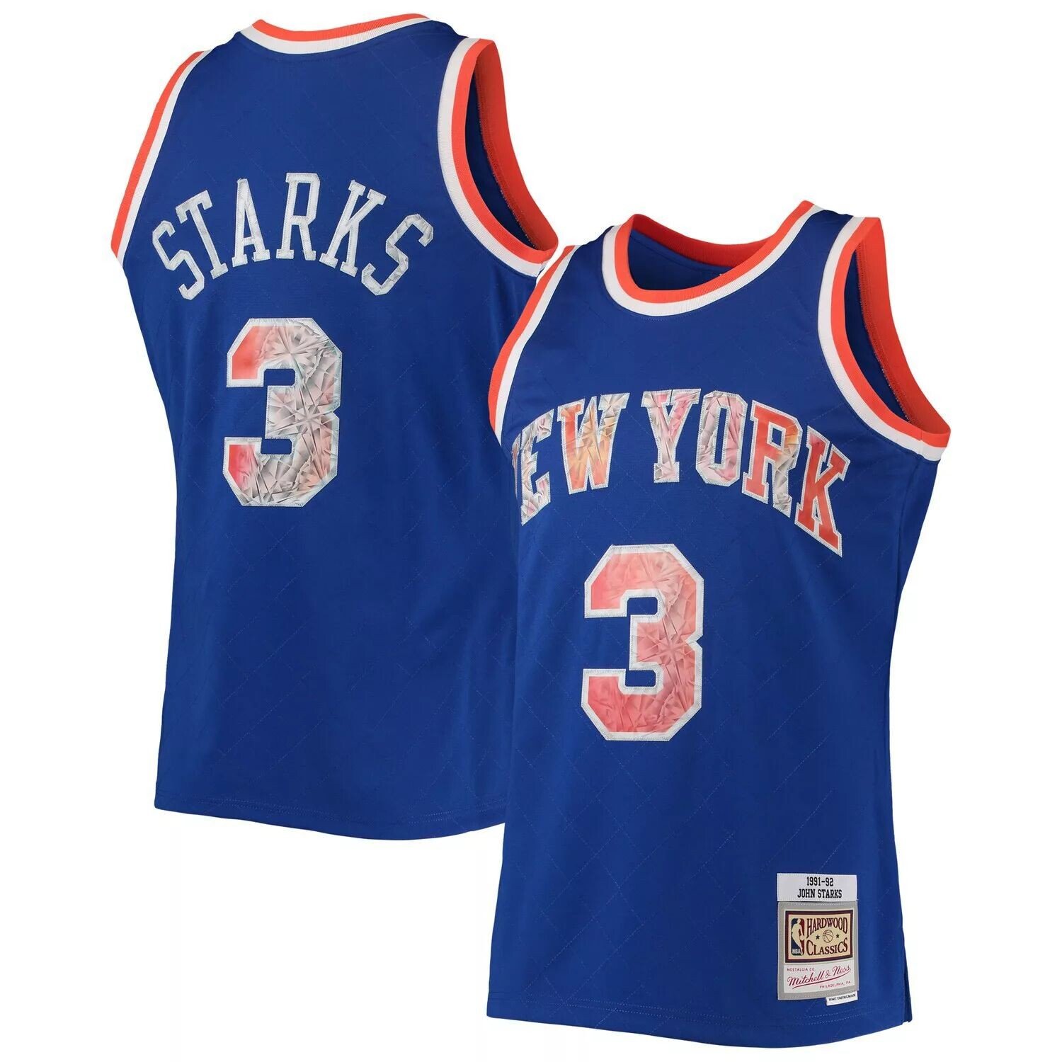 

Мужская синяя майка Mitchell & Ness John Starks New York Knicks 1996-97 Hardwood Classics NBA Diamond Swingman, посвященная 75-летию НБА