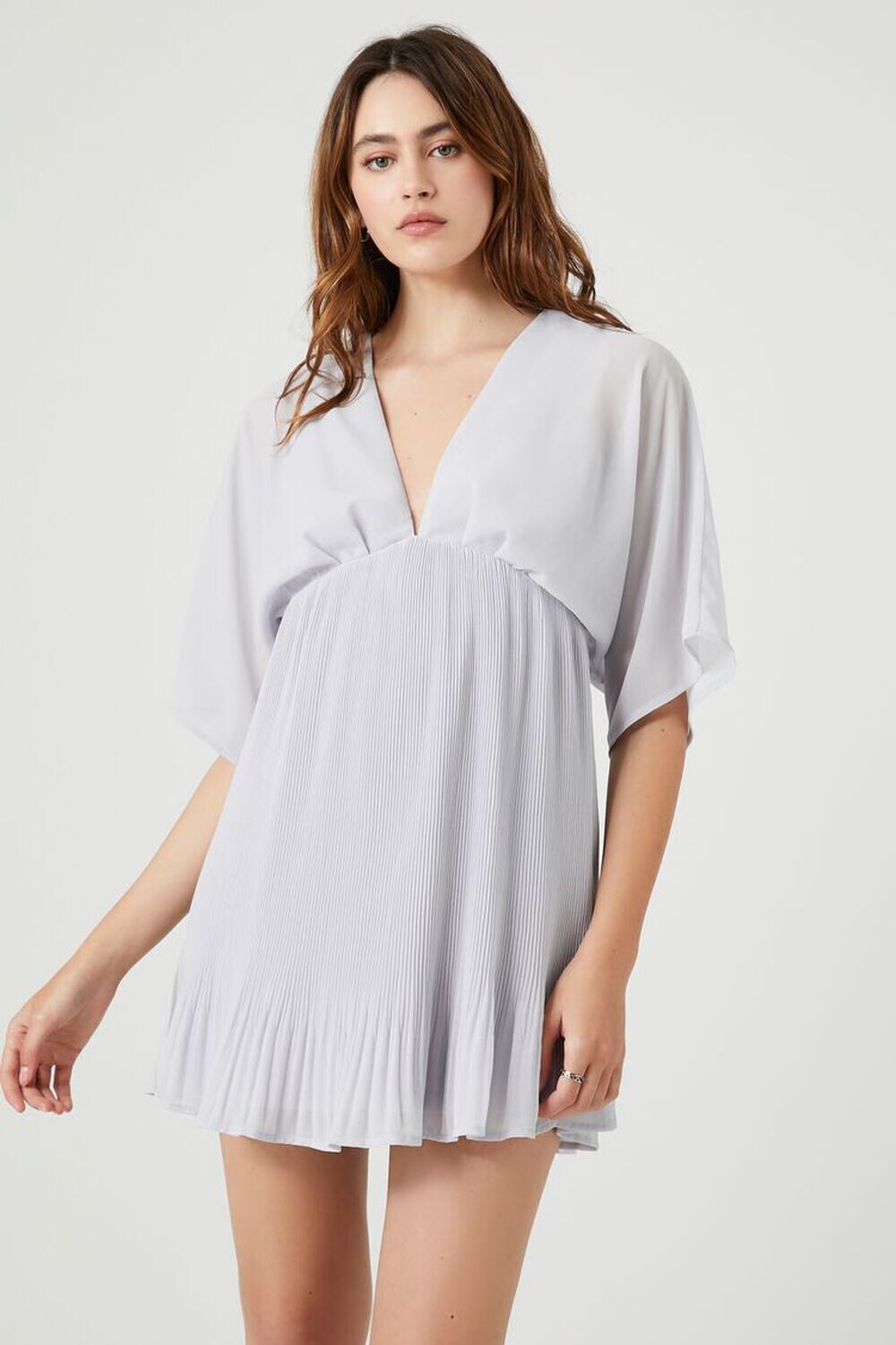 

Шифоновое мини-платье Babydoll Forever 21, серый