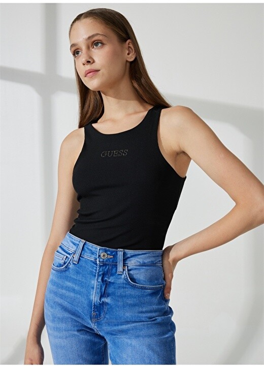 

Черное женское боди с круглым вырезом Guess