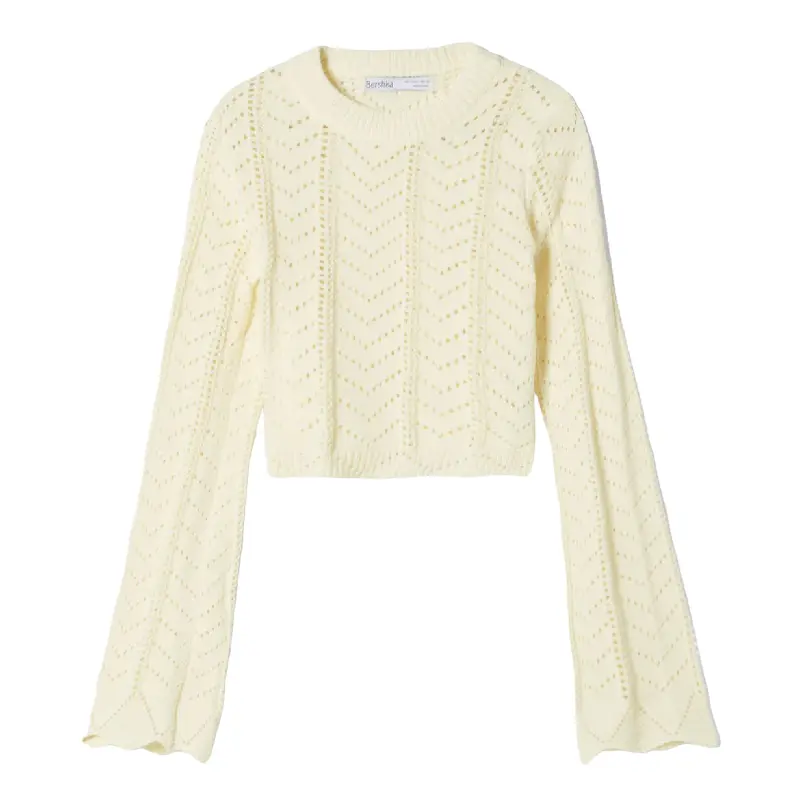 

Свитер Bershka Open Knit Round Neck, желтый