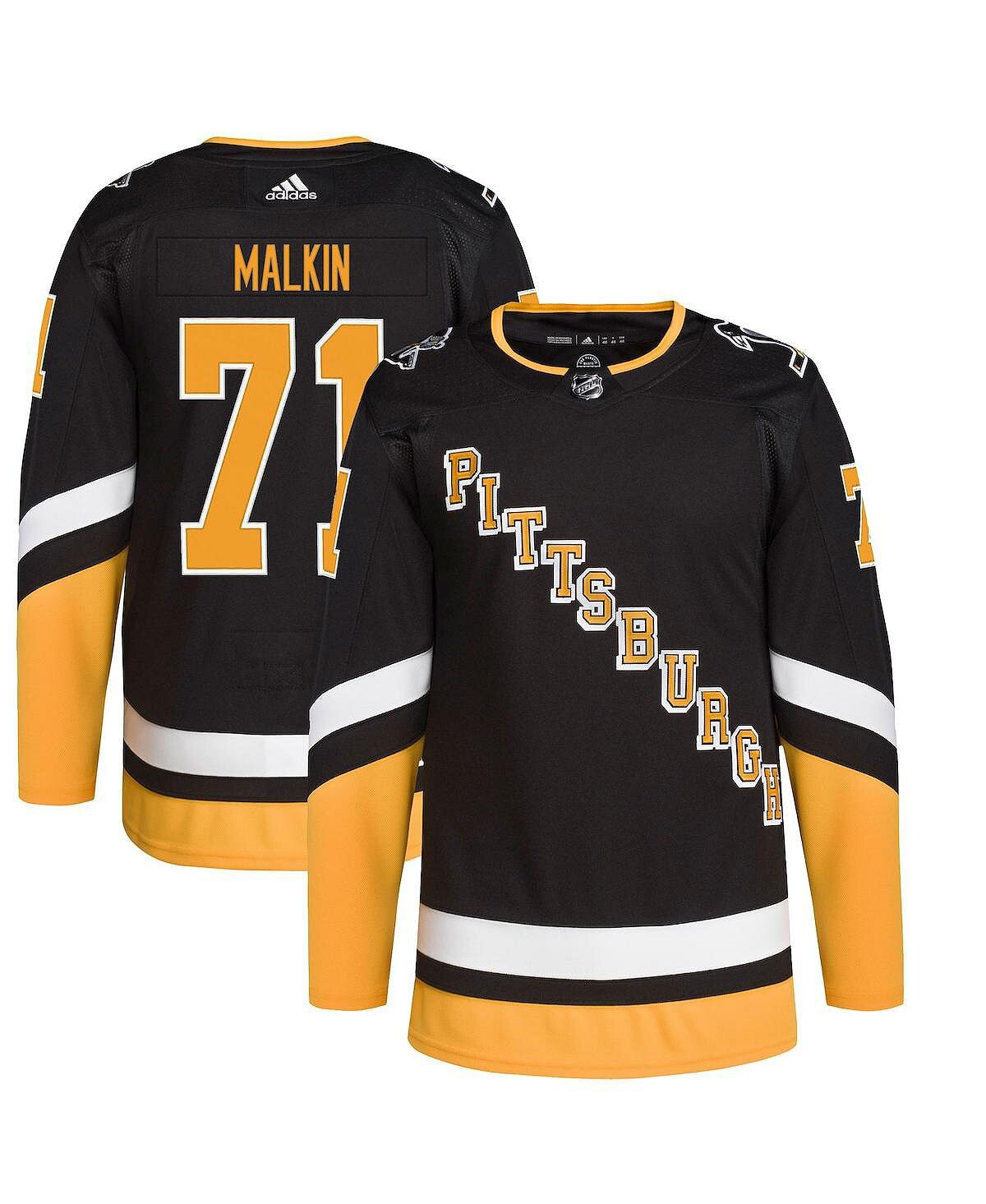 

Мужская футболка evgeni malkin black pittsburgh penguins 2021/22 alternate primegreen authentic pro player adidas, черный