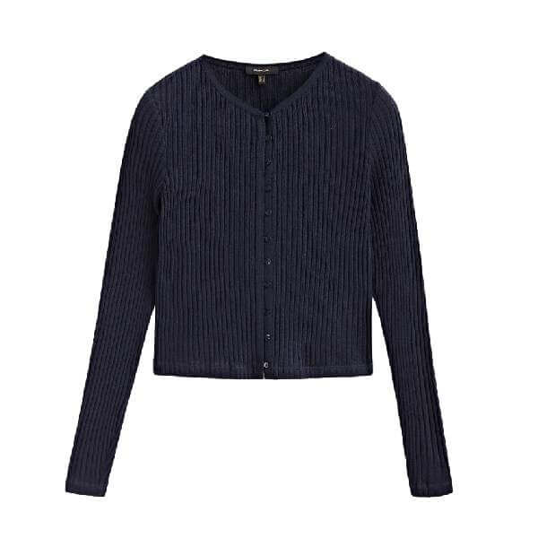 

Кардиган Massimo Dutti Ribbed Buttonup, темно-синий