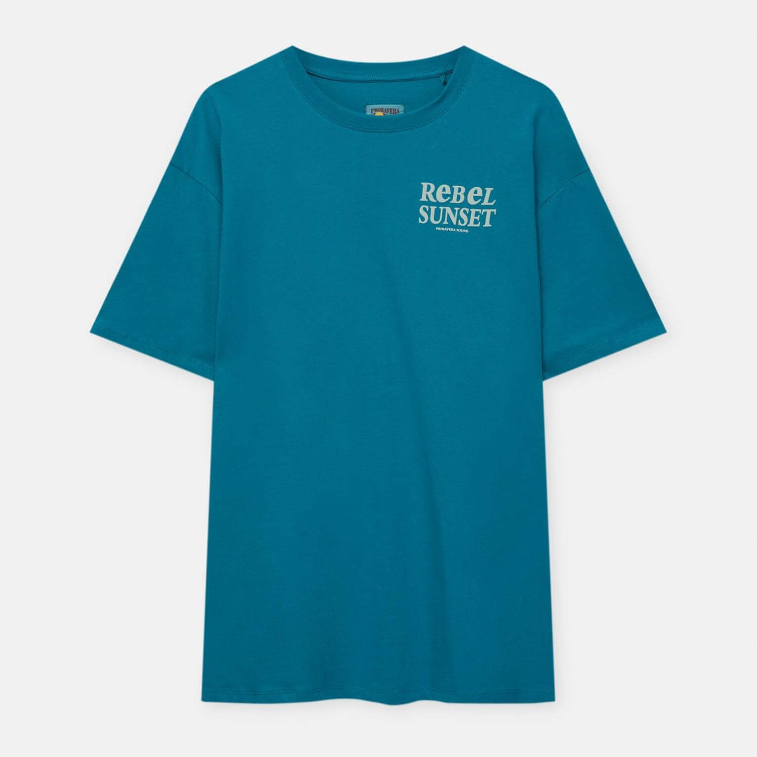 

Футболка Pull&Bear Primavera Sound With Back Applique, бирюзовый