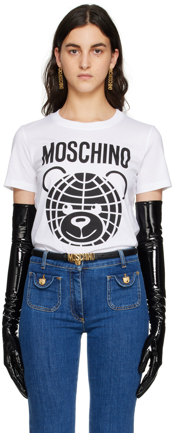 

Белая футболка с мишкой Тедди Moschino, Белый