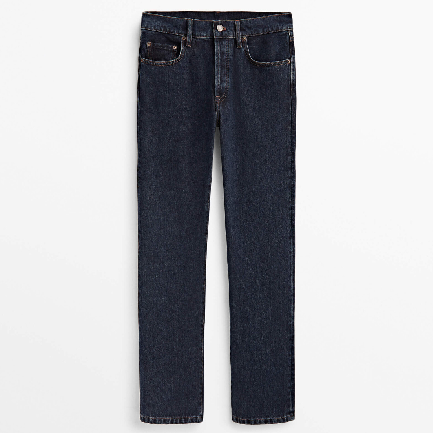 

Джинсы Massimo Dutti Straight Fit High-Waist, темно-синий