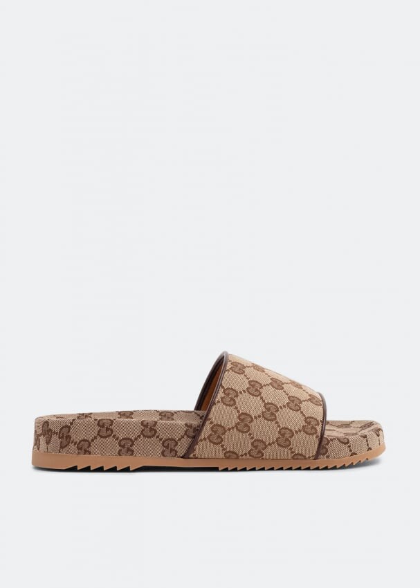 

Шлепанцы GUCCI GG canvas slides, коричневый