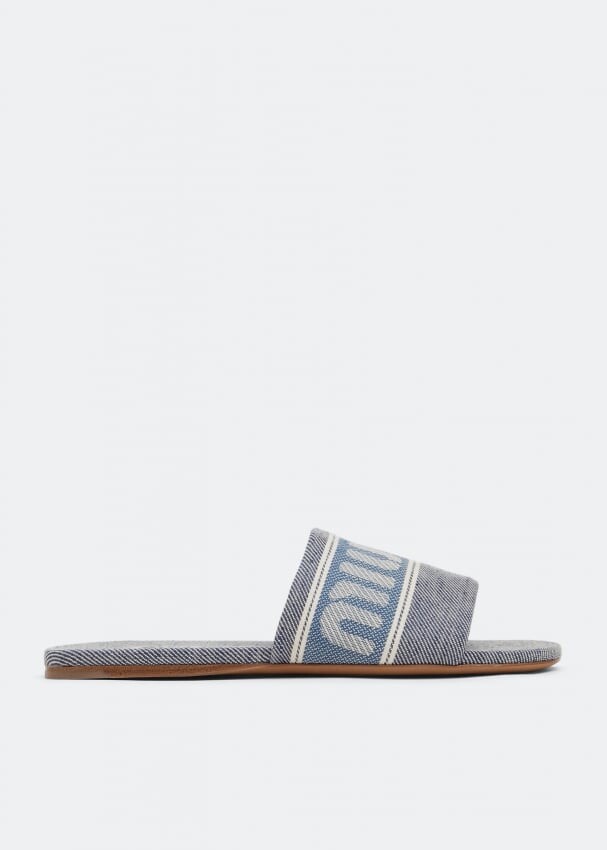 

Сандалии MIU MIU Jacquard denim flat sandals , синий
