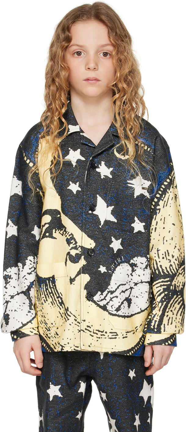 

Детская черная рубашка Moonscape AMIRI