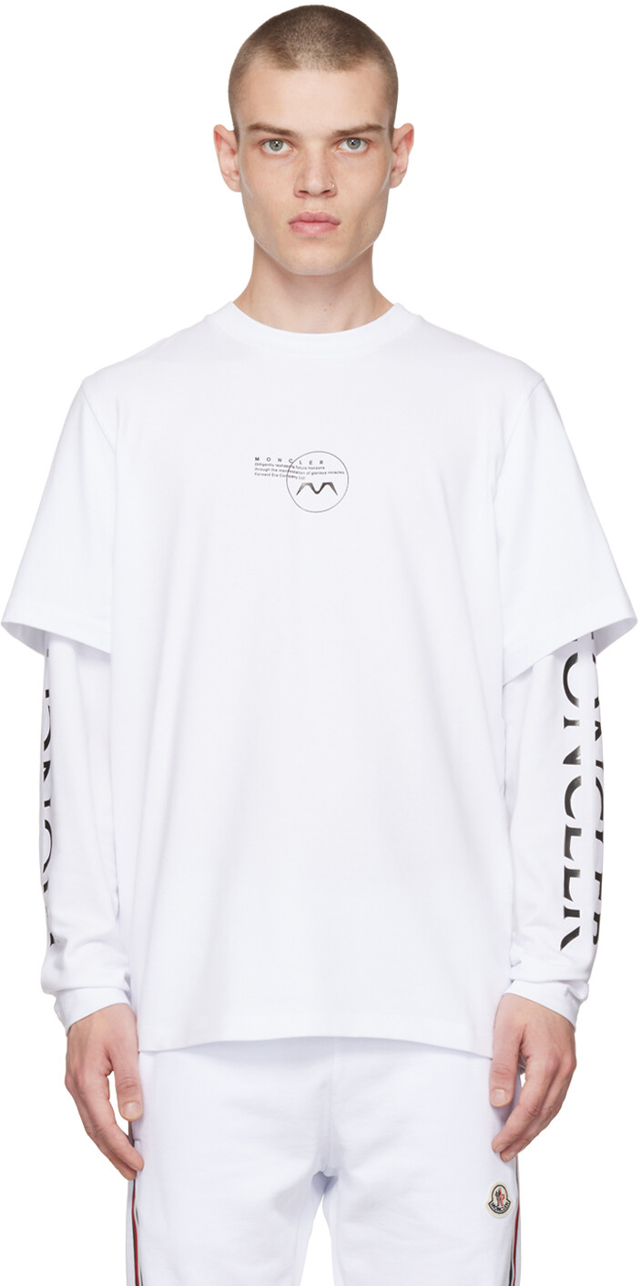 

Белая футболка с длинным рукавом с принтом Moncler, Белый
