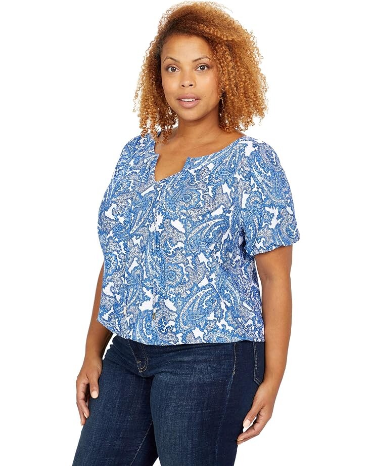 

Топ Michael Kors Classic Compact Paisley Short Sleeve Top, белый