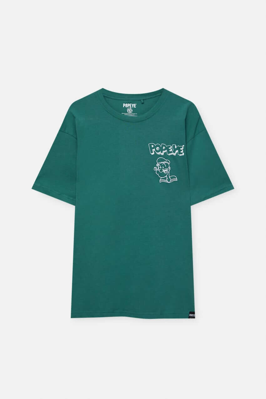 

Футболка Pull&Bear Popeye Short Sleeve Velvet, зеленый