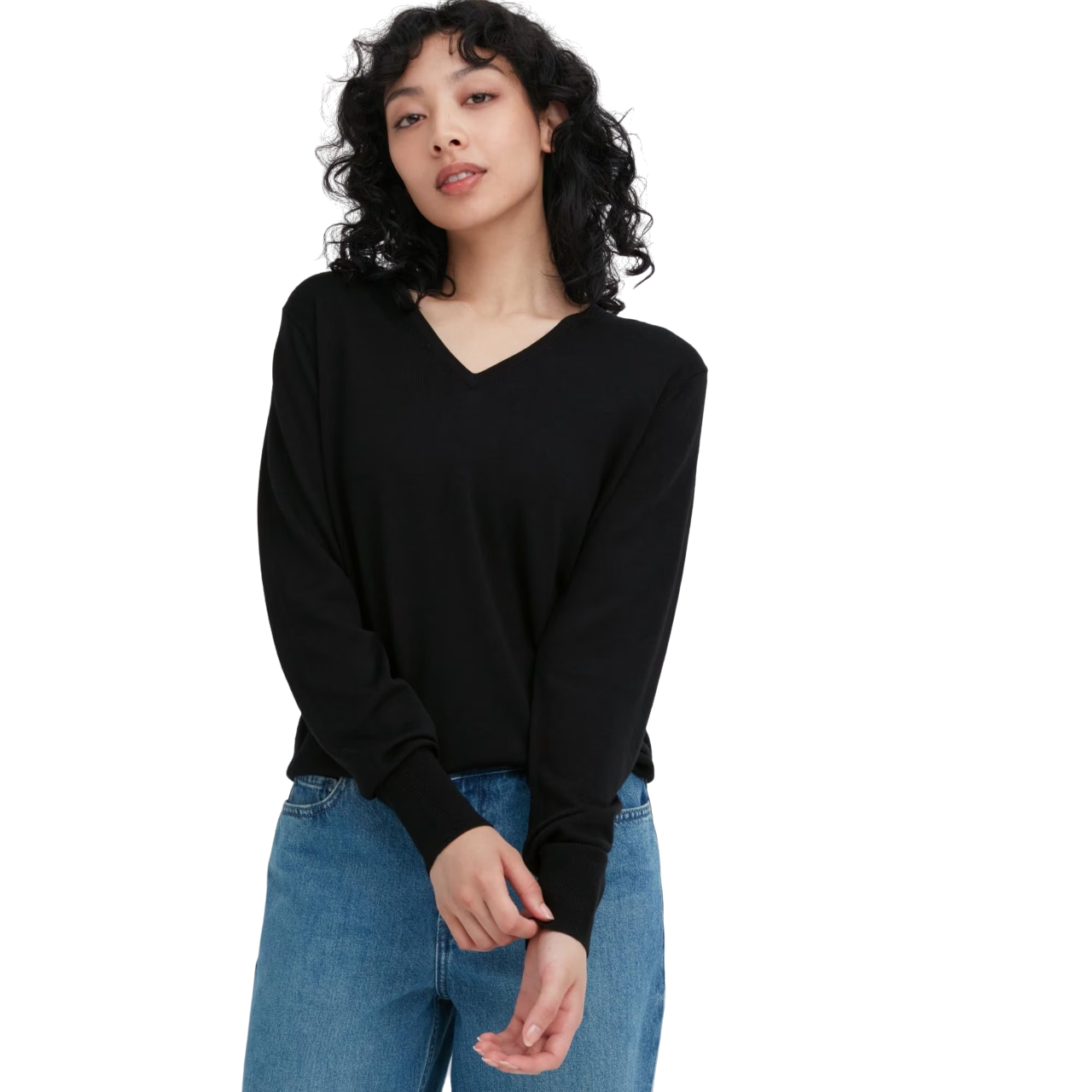 Джемпер Uniqlo Extra Fine Merino, черный рубашка поло uniqlo 100% extra fine merino knit long sleeved черный