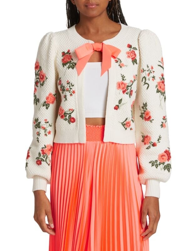 

Кардиган Alice + Olivia с цветочной вышивкой, белый